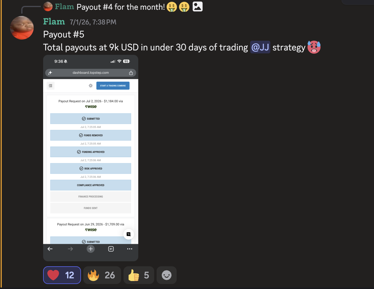 Payout proof from Flam