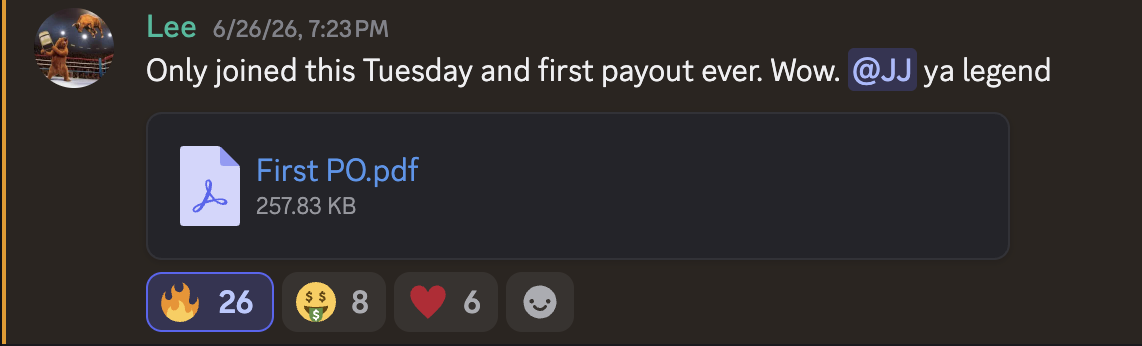 Payout proof from Lee