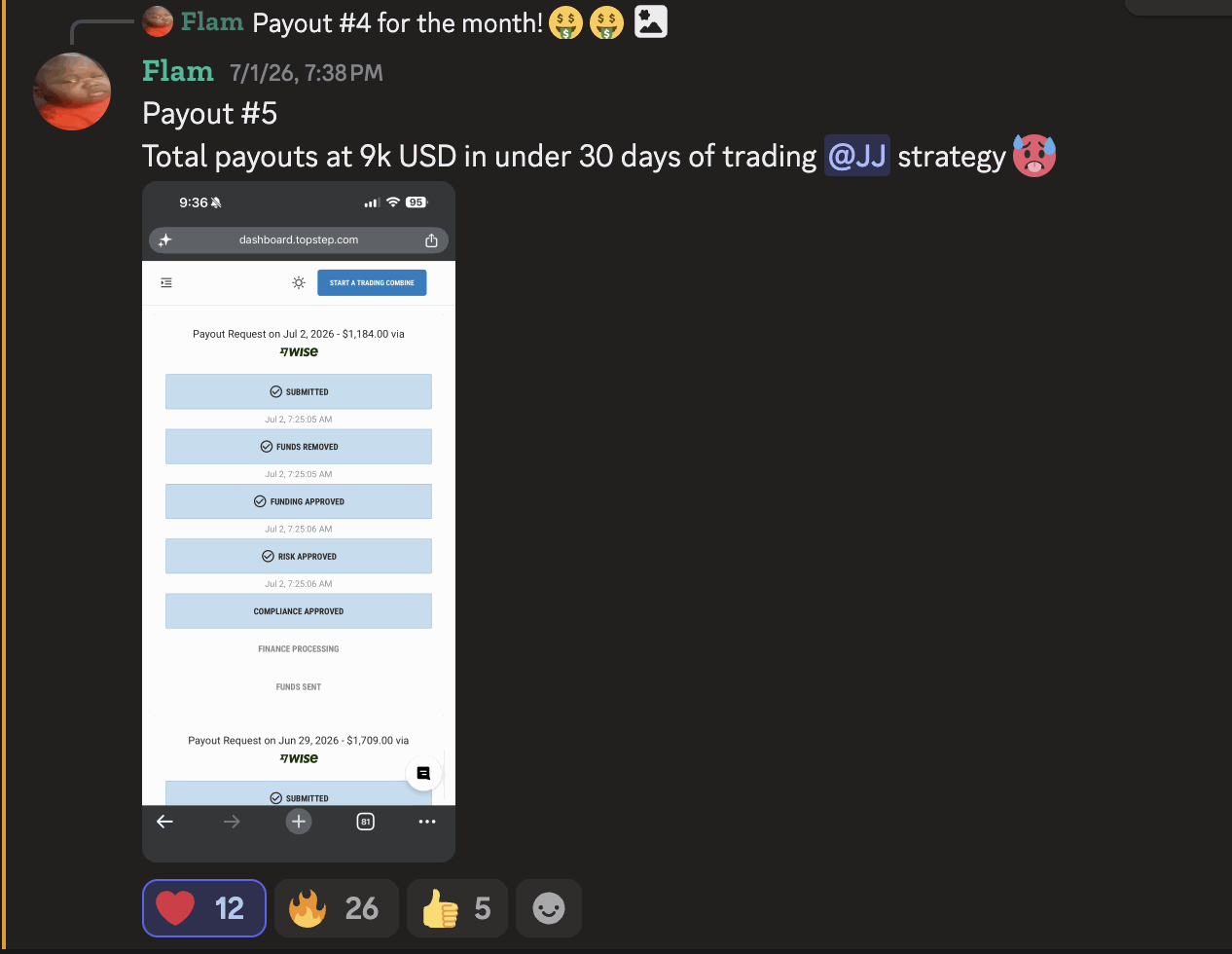 Payout proof from Flam