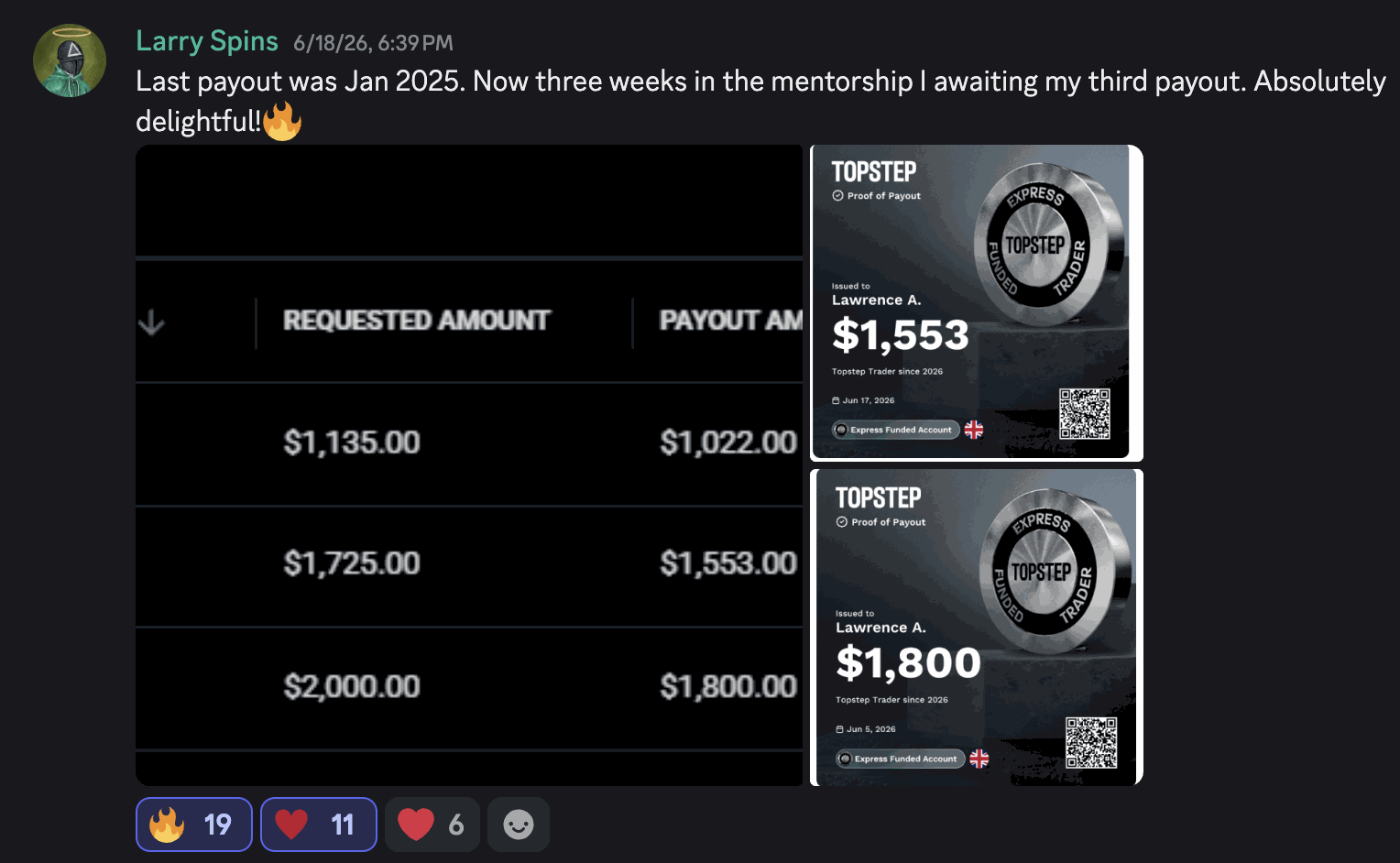 Payout proof from Larry Spins